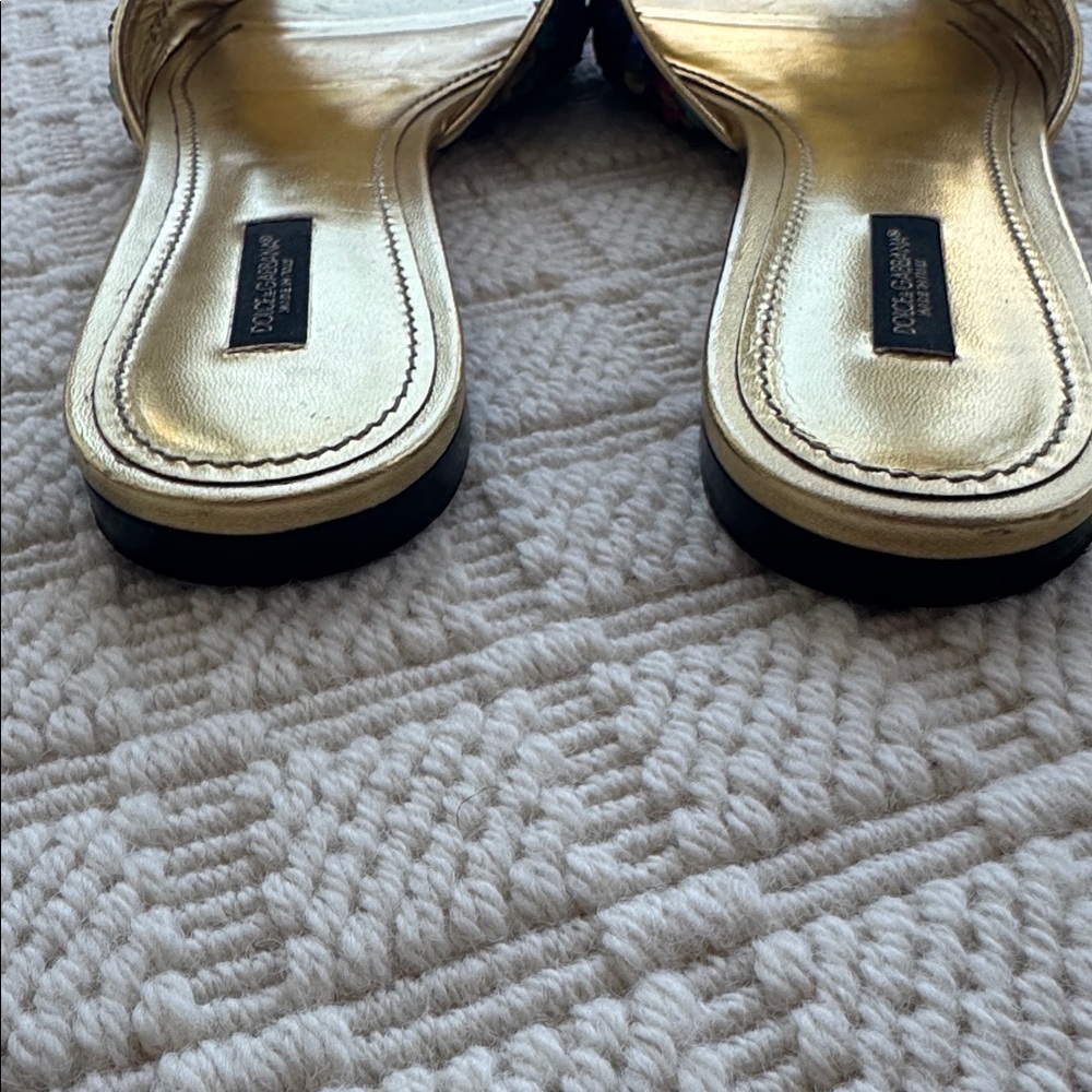 Dolce & Gabbana Gold Slip-On Mules with Multicolor Sequin - Picture 5 of 5